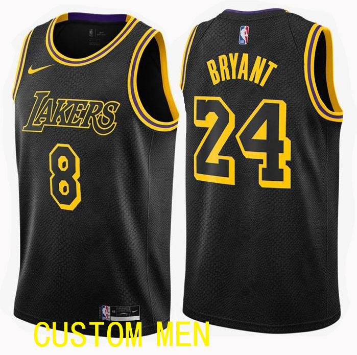 Custom Men Los Angeles Lakers 8 Bryant Black and back of number 24 NBA Jerseys